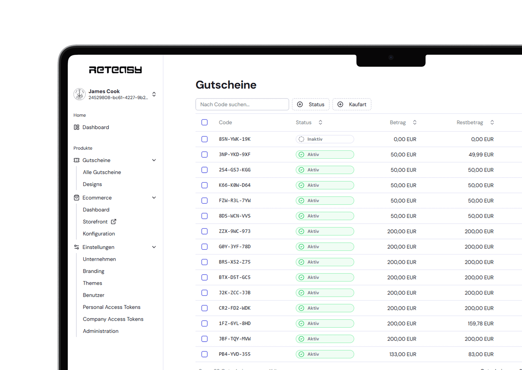 Reteasy dashboard security